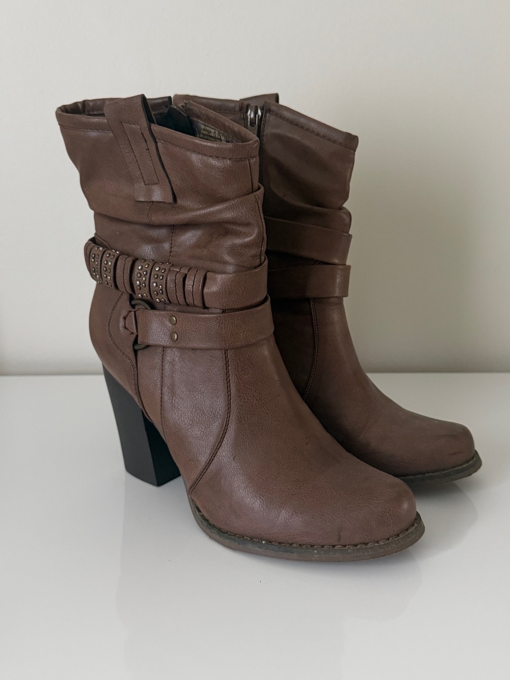 Women's Brown Mid-Calf Heeled Boots